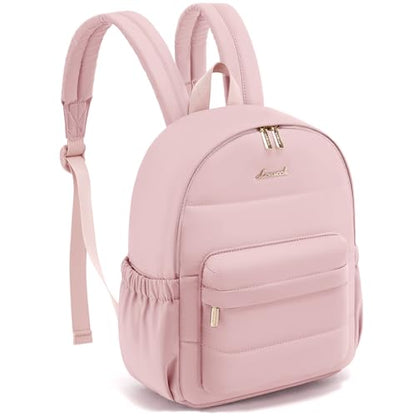 LOVEVOOK Small Backpack Purse for Women, Mini Puffer Lightweight Backpack, Casual Daily Daypack Purse for Women, back pack with Anti-theft Pocket for Travel - color: Pink