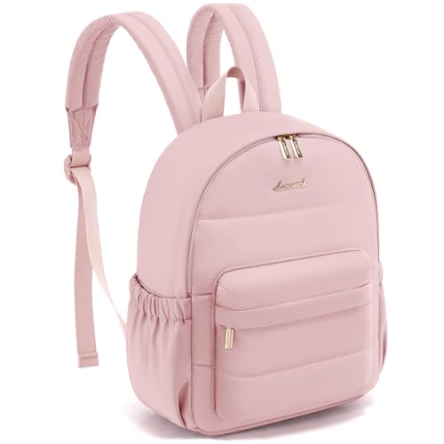 LOVEVOOK Small Backpack Purse for Women, Mini Puffer Lightweight Backpack, Casual Daily Daypack Purse for Women, back pack with Anti-theft Pocket for Travel - color: Pink