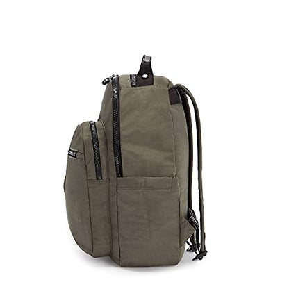 Kipling Women's Seoul 15" Laptop Backpack, Durable, Roomy with Padded Shoulder Straps, Built-In Protective Sleeve - color: Green Moss, size: 12.75''L x 17.25''H x 8''D