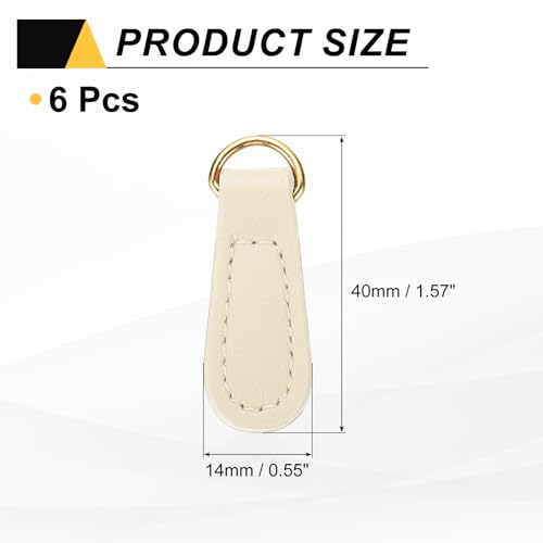 uxcell 6pcs Zipper Pull, 1.57 Inch Leather Zip Puller Zipper Replacement Repair Kit Head Handle for Luggage Clothing Jackets Backpacks Boots, White - color: White
