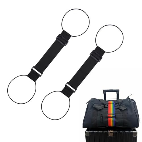 2 PCS Luggage Straps for Suitcase, Luggage Connector Straps,Multi-Functional Adjustable Durable Elastic Straps (Black) - color: Black