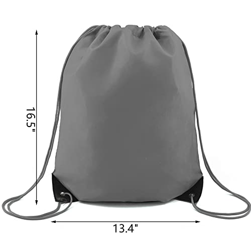 BeeGreen 20 Pieces Gray Drawstring Backpack Bags Bulk Nylon Gym Backpacks Cinch Sinch Christmas Bag for DIY Travel Sports Sack Personlized Sackpacks for Heat Vinyl - color: Grey