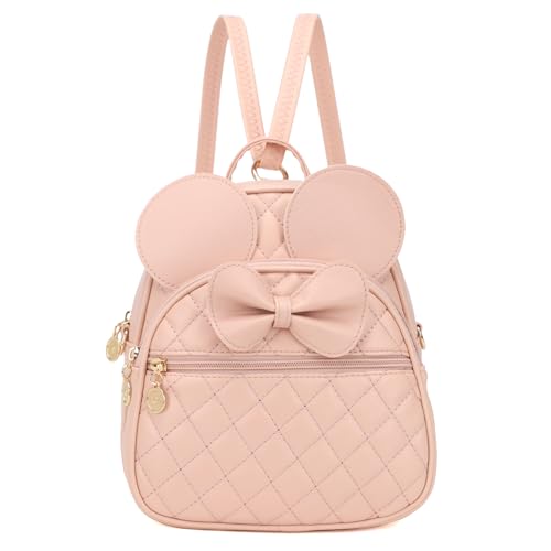 KL928 Girls Mini Backpack Bowknot Polka Dot Cute Small Daypacks Convertible Shoulder Bag Purse for Women - color: Dx-apricot