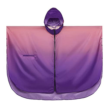 SaphiRose Unisex Rain Poncho Waterproof Raincoat Hooded for Adults Women with Pockets - color: Gradient Pink-purple