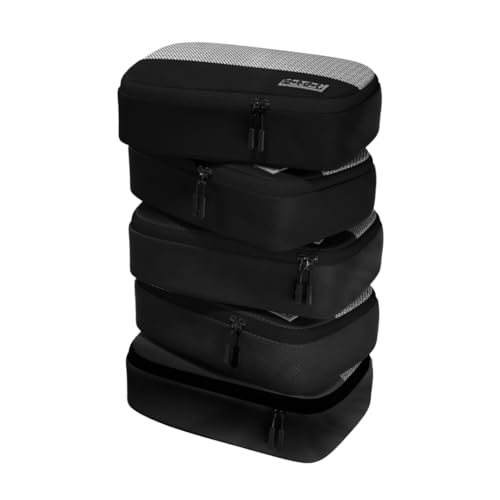 Small Packing Cubes for Travel - 5pc Packing Cubes for Suitcases - Lightweight Luggage Organizer Bags (Non-Compression) - color: Black, size: Small