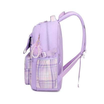 MUSEVOS Girls Backpack, Ideal School Backpack for Girls from Elementary to Teen Years, Kawaii Bookbag Cute Large Capacity - color: Purple