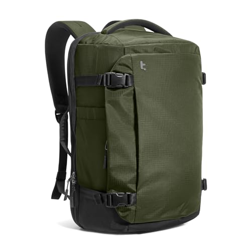 tomtoc Travel Backpack 40L, TSA Friendly Flight Approved Carry-on Luggage Hand Water-resistant Lightweight Business Rucksack, Durable Large Weekender Bag Daypack Fits 17.3 Inch Laptop - color: Green-ripstop, size: 40L