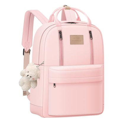 GAXOS Cute Backpack for School Aesthetic Backpack Purse for Women Girls Pink Book Bag Korea Style Bookbag - color: Pink
