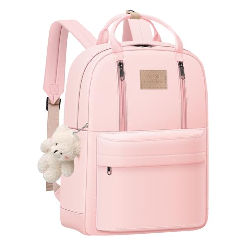 GAXOS Cute Backpack for School Aesthetic Backpack Purse for Women Girls Pink Book Bag Korea Style Bookbag - color: Pink