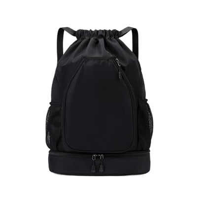 Multifunctional sports bag, backpack, independent shoe compartment, can hold basketball, badminton and tennis(Black) - color: Black