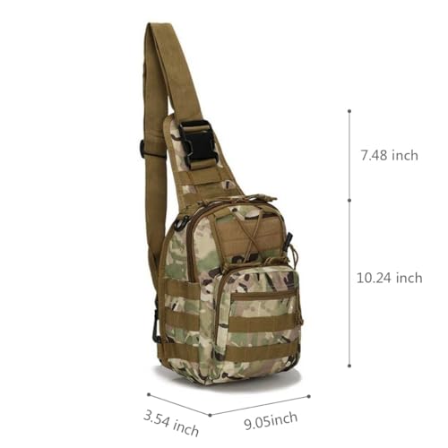 Viriber Tactical Backpack, Waterproof Military Cross-body Molle Sling Shoulder Backpack Chest Bag for Outdoor Every Day Carry CP - color: Cp
