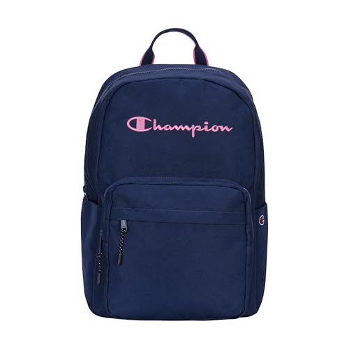 Champion Steady Laptop Backpack with Padded Adjustable Straps, Water Bottle Pockets for Work, Travel, Commute, Blue Depths/Pink Cosmos, One Size - color: Blue Depths/Pink Cosmos