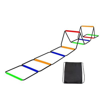 Agility Ladder Speed Ladder Footwork Ladder Workout Ladder Carbon Steel Construction Foldable Design Suitable for Athletic Training Coaches Athletes - size: 10 Grids With Bag