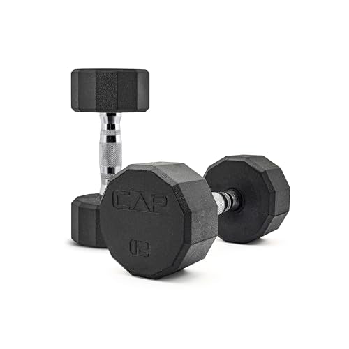 CAP Barbell Coated Dumbbell Weight | Multiple Options Pairs & Sets - size: 12 lb - Pair, style: 12-Sided - Chrome Handle