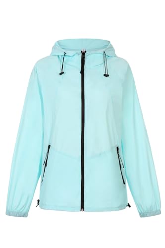 CRIPOM Light Weight Rain Jacket Women Waterproof Windbreaker Travel Rain Coats for Women Packable S-XXL - color: Blue, size: XX-Large