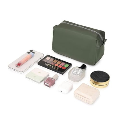 Organizer Bag Lightweight Cosmetic Bag with Ring Clasp Perfect Travel Makeup Bag for Women nylon Stand Up Design (Army Green/Nylon) - color: Army Green/Nylon