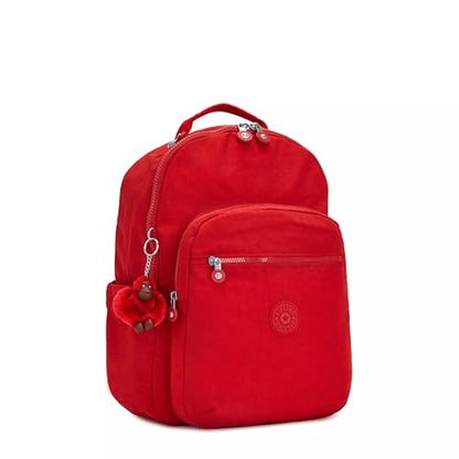 Kipling Women's Seoul 15" Laptop Backpack, Durable, Roomy with Padded Shoulder Straps, Built-In Protective Sleeve - color: Cherry Tonal 2, size: 12.75''L x 17.25''H x 8''D