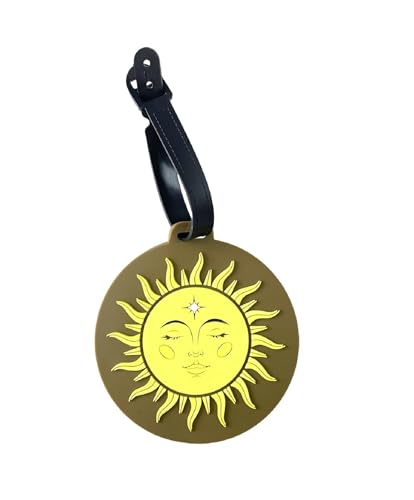 Charming Cute Sun Round Silicone Luggage Tags Unique Suitcase Travel Bag Identifier ID Holder Personalized Labels - color: Sun