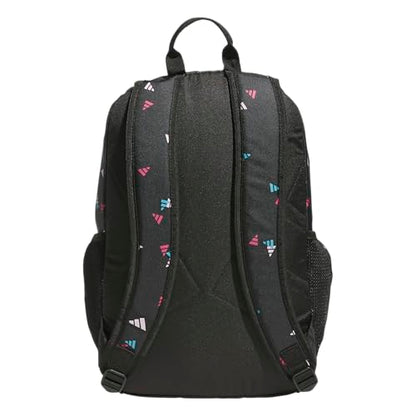 adidas Kids Affiliate Backpack – School Bag for Girls and Boys, 27L, 3 Bar Toss Black-Clear Pink/Clear Pink, OSFA - color: 3 Bar Toss Black-clear Pink/Clear Pink