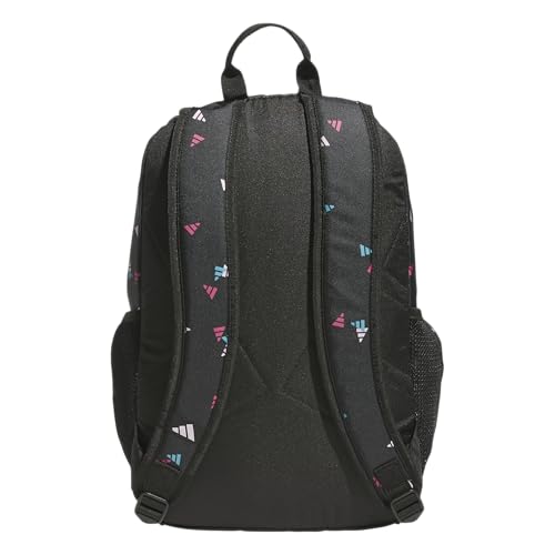 adidas Kids Affiliate Backpack – School Bag for Girls and Boys, 27L, 3 Bar Toss Black-Clear Pink/Clear Pink, OSFA - color: 3 Bar Toss Black-clear Pink/Clear Pink