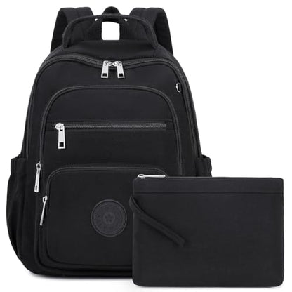 Sisipoet Mini Backpack for Women, 2pcs Small Backpack for Ladies Bookbag Purse for Women with Handy Wallet and Luggage Strap, Black - color: Black