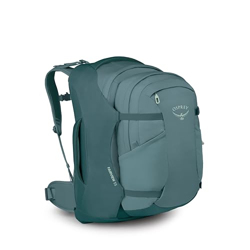 Osprey Fairview 55L Women's Travel Backpack - Carry On Bag with Personal Item Sized Detachable Daypack, Cascade Blue-Torrent Blue - color: Cascade Blue Torrent Blue, style: 55l