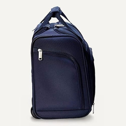 Amazon Basics Underseat Carry-On Luggage with Wheels and Handle, 14" Rolling Travel Bag, Fits Overhead Bins, Organized Compartments, Navy - color: Navy