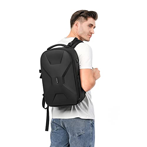 MOSISO 15.6-16 inch 35L Laptop Backpack with USB Charging Port for Women Men, Waterproof Hardshell Travel Business Computer Bag, Anti-Theft Daypack with Luggage Strap, Black - color: Black