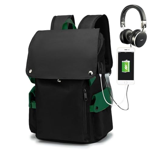 Anti Theft Travel Laptop Backpack with Usb Charging Port Water Resistant Extra Large (Green/Black,17in) - color: Green/Black