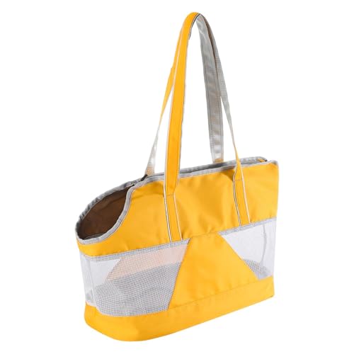 Pet Dog Purse Carrier Breathable Mesh Pets Puppy Cat Travel Outing Tote Bag Portable Cat Sling Carrier Transporter Tote Handbag Lightweight Dog Carrier Shoulder Bag with Thicken Bags Base - color: yellow