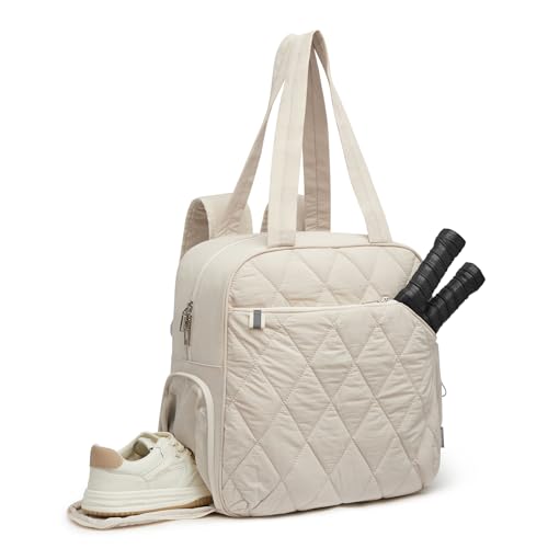 G4Free Pickleball Bag, Pickleball Backpack for Men and Women, Tote with Shoe Compartment and Waterproof Pocket - color: Beige