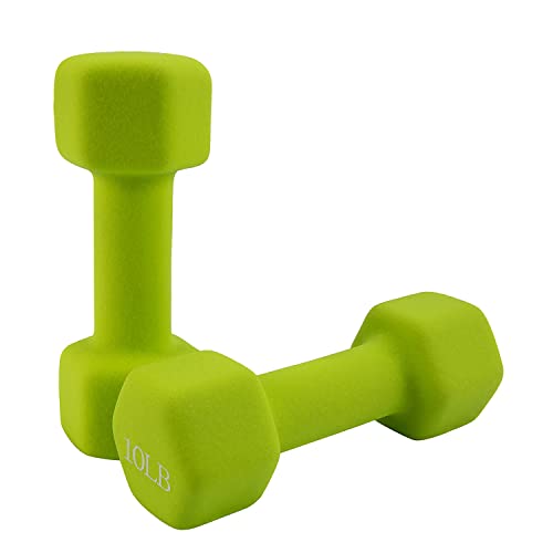 Saorzon Dumbbells Set of 2 Exercise Fitness Dumbbell for Home Gym Free Weights Hand Hex Dumb Bells - color: Green, style: 10 Pounds,Pair