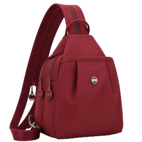 Sling Backpack for Women, Water-Resistant Crossbody Chest Bag for Travel, Work, Gym, Students & Daily Use - color: Bordeaux Red