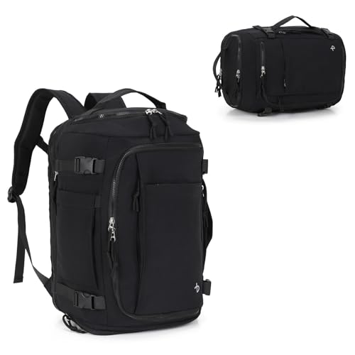BESMART Travel Duffle Backpack with Shoe Compartmen&Wet Pocket for Men Women, Expandable 12-Pockets Carry On Flight Approved Backpacks Fit 15.6'' Laptop for Travel, Sports, Fitness&Workout(Black) - color: Black