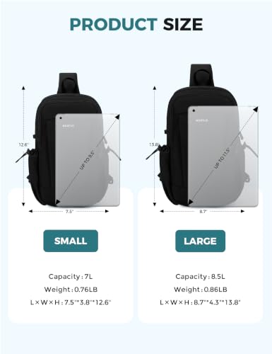 ECOHUB Small Crossbody Bags for Women Men, Anti-Theft RFID Blocking Sling Backpack with Sturdy SBS Zippers Water Resistant Chest Shoulder Bag Daypack with 9 Pockets Travel Work Hiking, Black - color: Small-black