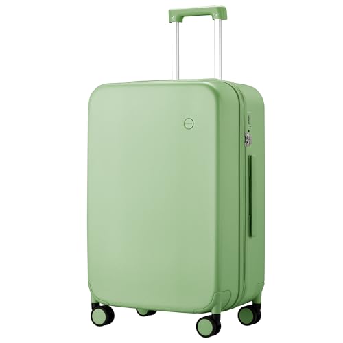 mixi Upgrade Luggage Suitcases with Spinner Wheels, Hardside Rolling Suitcase PC with TSA Lock Travel Case 24in Checked in, Fine Grid Avocado Green - color: Fine Grid Avocado Green, size: 24in Checked in