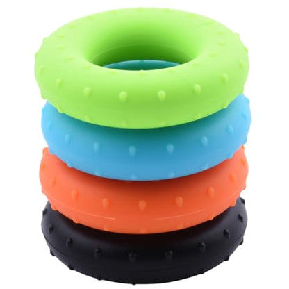 Toyvian 4pcs Silicone Hand Strengthener Rings Grip Trainer Set with 30-60lb Resistance for Forearm Strengthening and Rehabilitation Fitness Training at Home