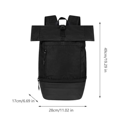 Outdoor Gym Backpack, Multifunction Large Capacity Lightweight for Fitness Travel Hiking, Nylon Daypack- Black - color: Black
