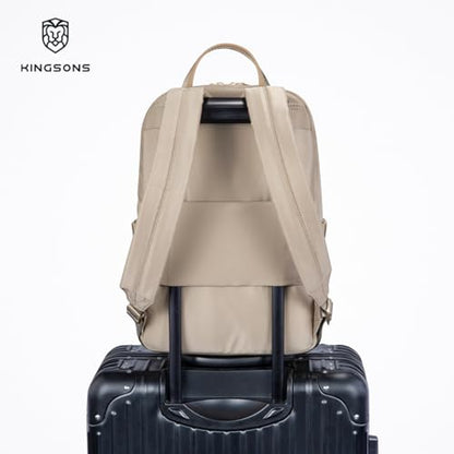 Kingsons Slim Travel Backpack With Luggage Strap,Black Business Backpack, Waterproof Nylon Commuter Bag for Work & Travel,Hiking, Red，Khaki (KS25002-Khaki-US-1) - color: Ks25002-khaki-us-1