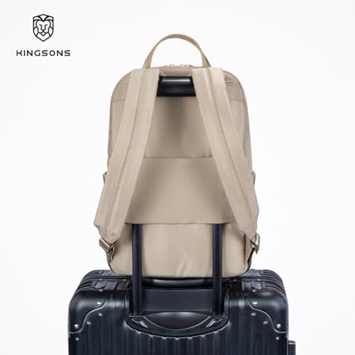 Kingsons Slim Travel Backpack With Luggage Strap,Black Business Backpack, Waterproof Nylon Commuter Bag for Work & Travel,Hiking, Red，Khaki (KS25002-Khaki-US-1) - color: Ks25002-khaki-us-1