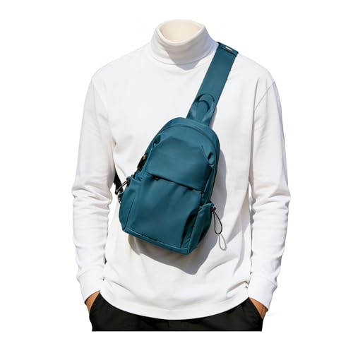 SEAFEW Blue Sling Crossbody Backpack Shoulder Messenger Bag for Men, Mini Anti Theft One Strap Motorcycle Backpack Sling Tactical Chest Bag for Travel Hiking Sport Gym - color: Blue