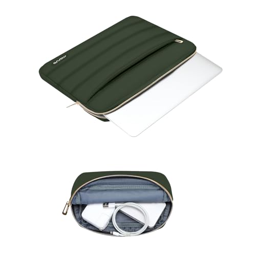 MOSISO Laptop Case 16 inch, 15-15.6 inch Puffy Laptop Sleeve Compatible with MacBook Pro 16 M5 M4 M3 M2 M1, HP Dell ASUS Acer Toshiba Lenovo, Polyester Horizontal Bag with Small Case, Army Green - color: Army Green, size: 16 inch