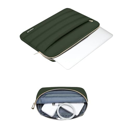 MOSISO Laptop Case 13.3 inch,13-13.3 inch Puffy Laptop Sleeve Compatible with MacBook Neo/Air 13.6 M5 M4 M3 M2 M1/Pro 13/14,HP Dell ASUS Lenovo,Polyester Horizontal Bag with Small Case, Army Green - color: Army Green, size: 13.3 inch