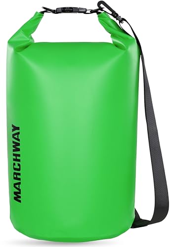 MARCHWAY Floating Waterproof Dry Bag Backpack 5L/10L/20L/30L/40L, Roll Top Sack Keeps Gear Dry for Kayaking, Rafting, Boating, Swimming, Camping, Hiking, Beach, Fishing - color: Green, size: 5L