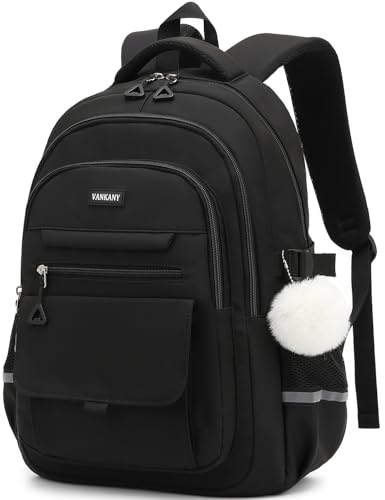 School Backpack for Teen Girls, Large Capacity Laptop Bag for High School Middle School Elementary, Aesthetic Bookbag College Women, Black - color: Black, size: 15.6in