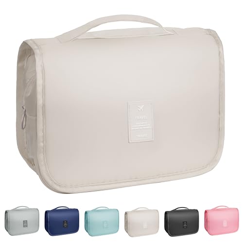Toiletry Bag Travel Bag with Hanging Hook, Waterproof Capacity Hanging Multifunctional Makeup Bag for Toiletries, Portable Cosmetic Bag Travel Organizer for Women and Men(Beige) - color: A3-Beige