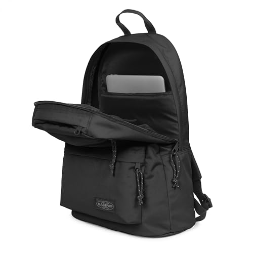 EASTPAK Padded Double – 24L Squared Backpack with Dual Front Pockets, 13” Laptop Sleeve, Bottle Holder & Padded Straps, Black Denim - color: Black Denim