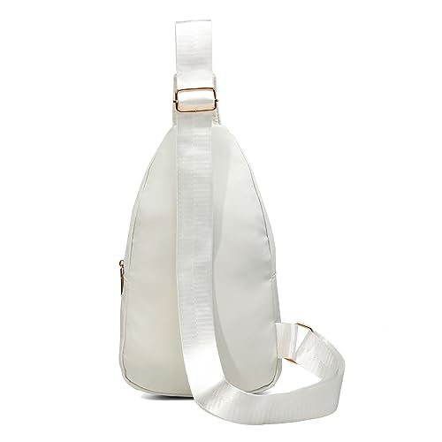 EVANCARY Small Sling Bag Crossbody Bags for Women Men, Sling Backpack Chest Daypack Cross Body Bag for Travel Outdoor - color: White Beige