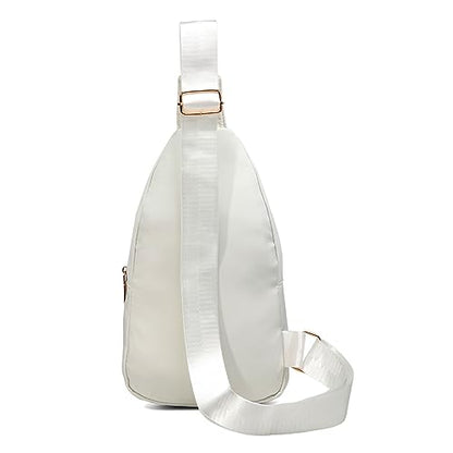 EVANCARY Small Sling Bag Crossbody Bags for Women Men, Sling Backpack Chest Daypack Cross Body Bag for Travel Outdoor - color: White Beige