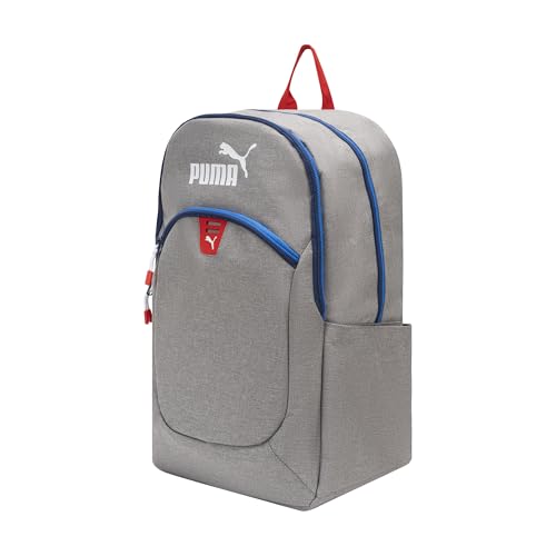 PUMA Rally 300 Backpack, Light Pastel Grey, OS - color: Heather Grey/Racing Blue/Red